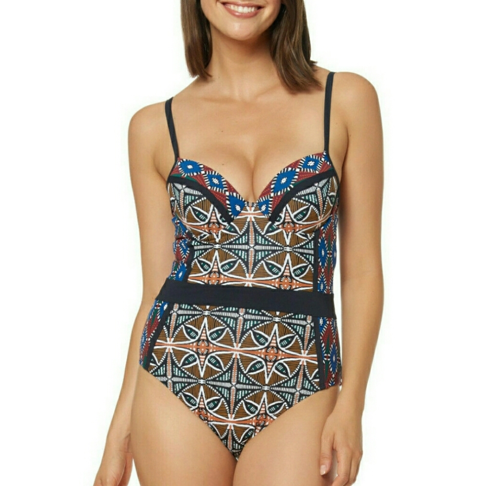 NWT Bleu Rod Beattie Women's Multi Color Print One Piece Swim Suit 4 - Picture 3 of 12